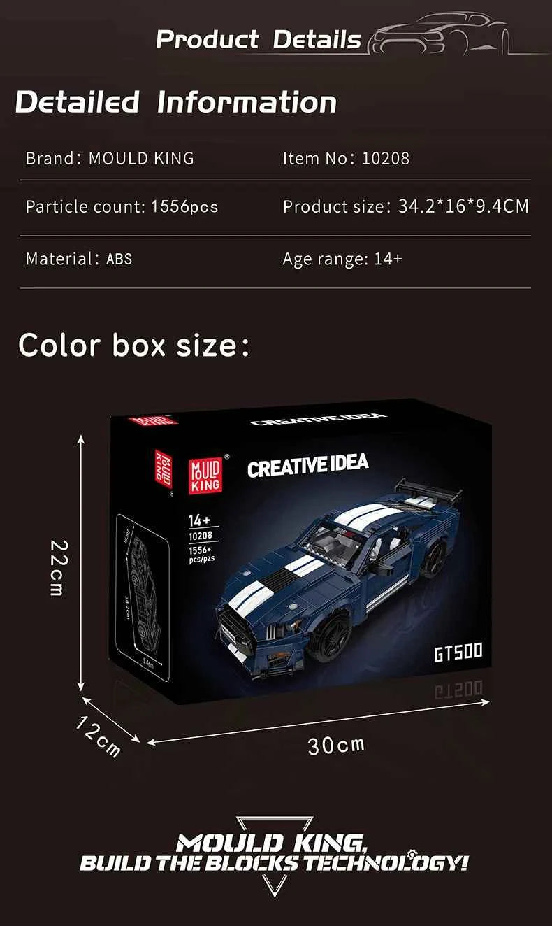 Mould King 10208 Cobra Classic Car — Technical Vintage Brick Model for Kids & Collectors - Limetastore