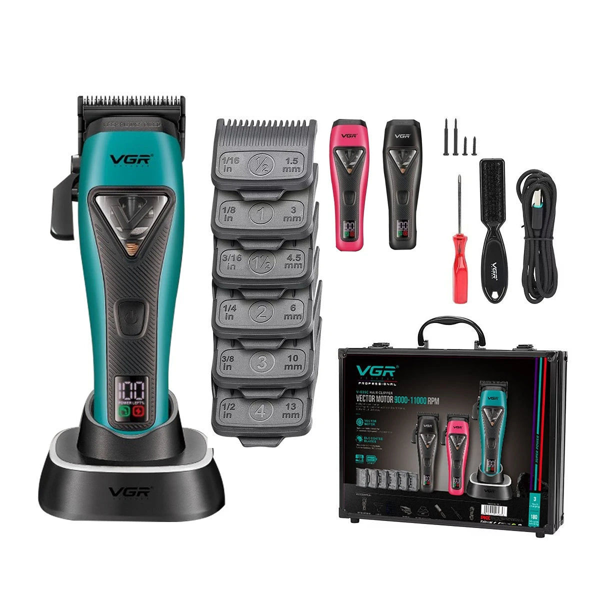 VGR Hair Trimmer Professional Hair Cutting Machine Cordless Barber Clipper Vector Motor Haircut Electric Trimmer for Men V-035C