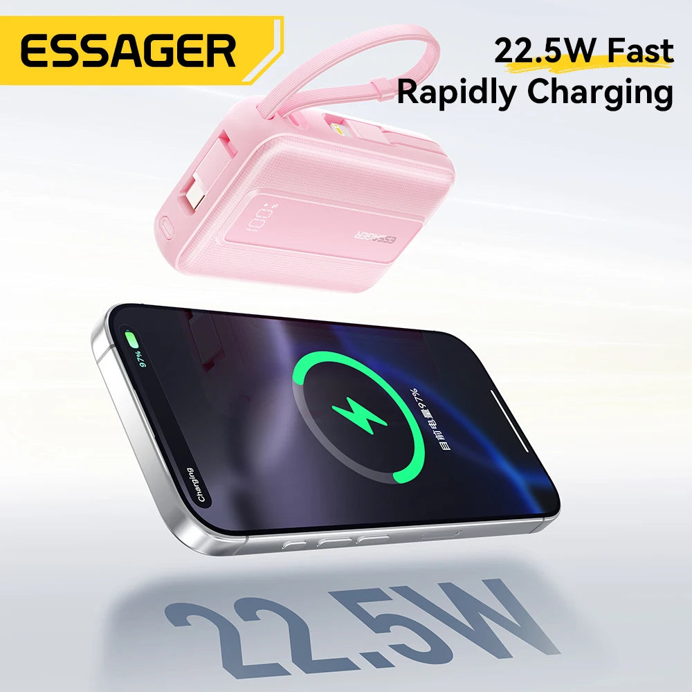 ESSAGER Mini Power Bank 20000mAh with Cables 22.5W PD