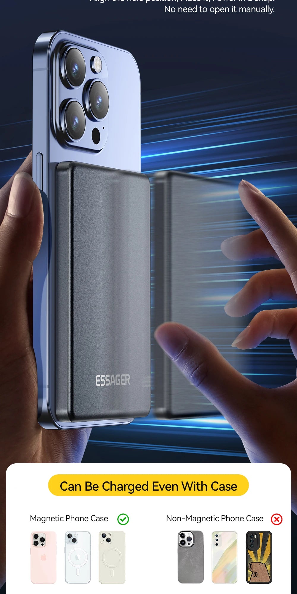 ESSAGER Thin Magnetic Wireless Power Bank 20W 5000mAh MagSafe