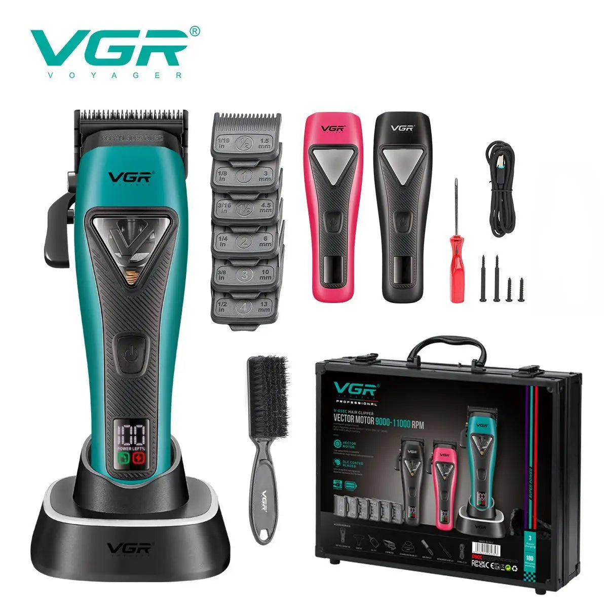 VGR Hair Trimmer Professional Hair Cutting Machine Cordless Barber Clipper Vector Motor Haircut Electric Trimmer for Men V-035C