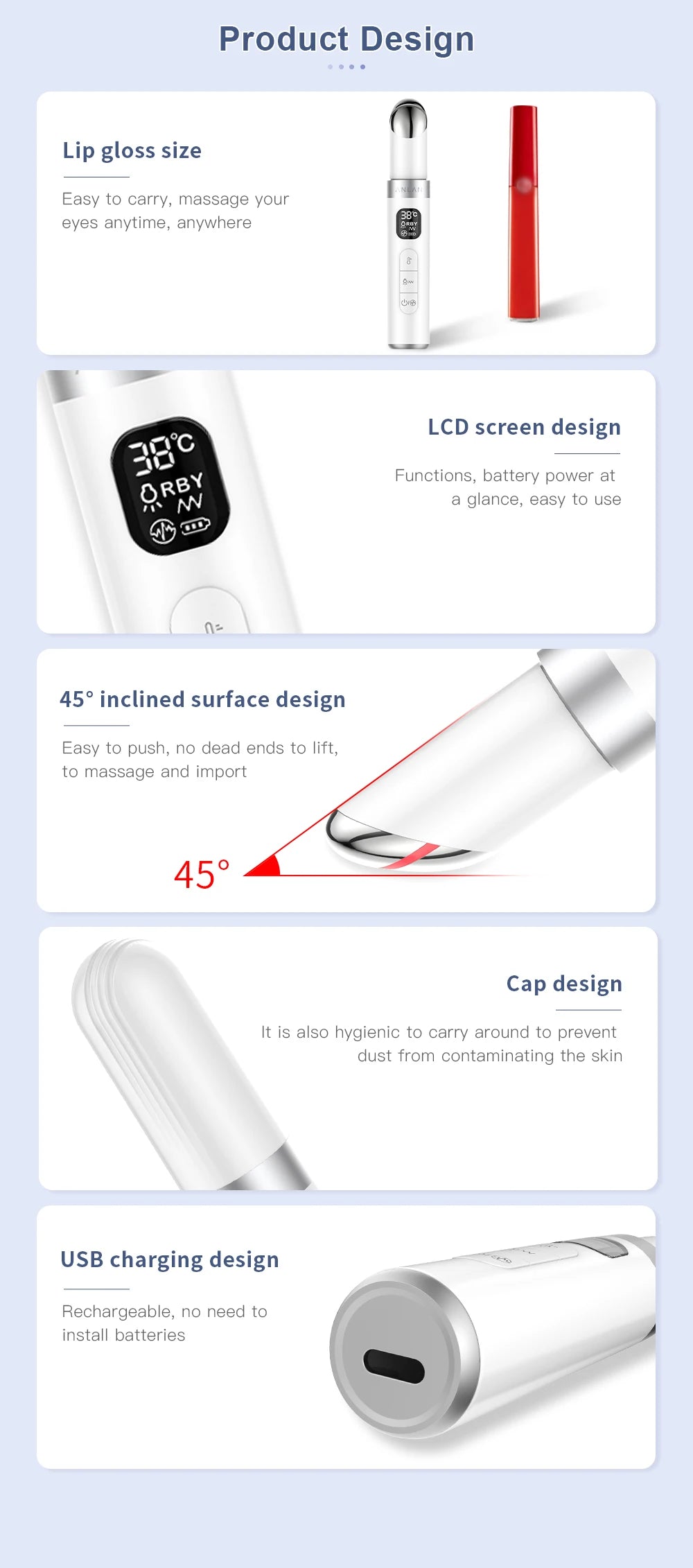 ANLAN EMS Eye Massager | Microcurrent Lifting, Hot Vibration, Dark Circles & Wrinkles