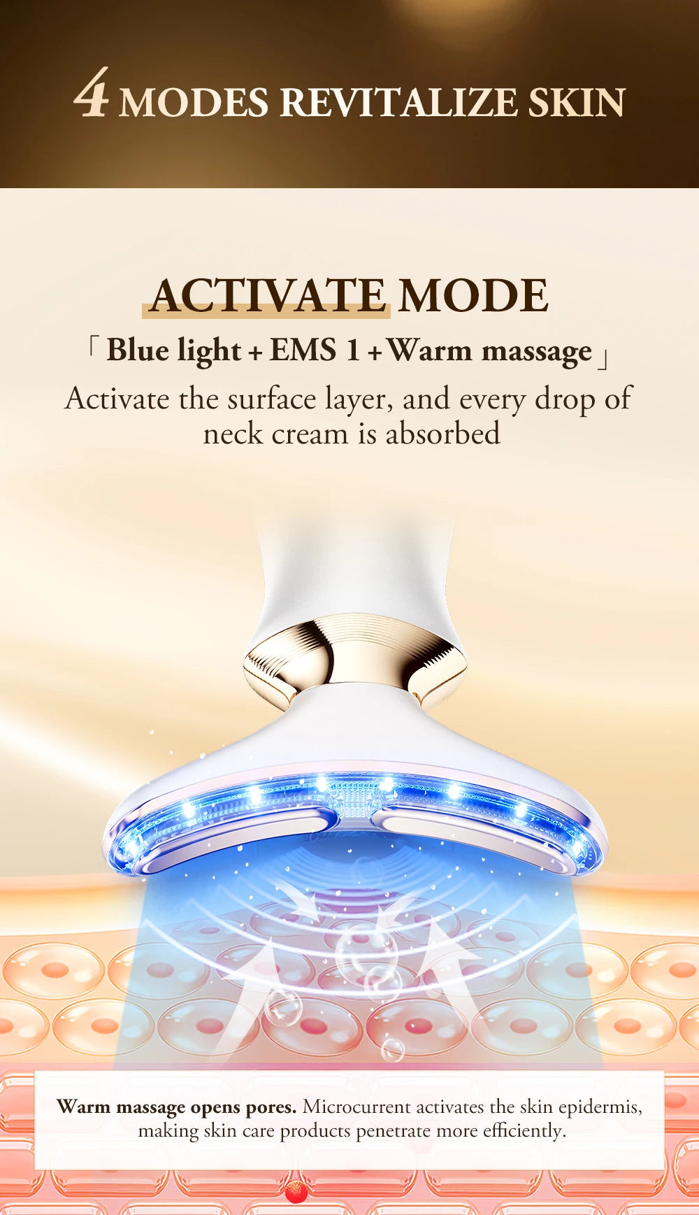 ANLAN Dual‑Polar Neck Device | EMS, 5‑Color Photon, 24K Gold, Anti‑Aging & Lifting