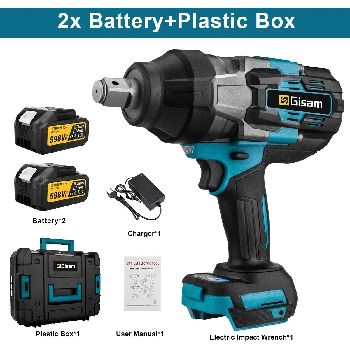 GISAM 3100N.M Brushless Electric Impact Wrench 3/4 Inch Cordless Torque Wrench Screwdriver Power Tool For Makita 18V Battery Pin