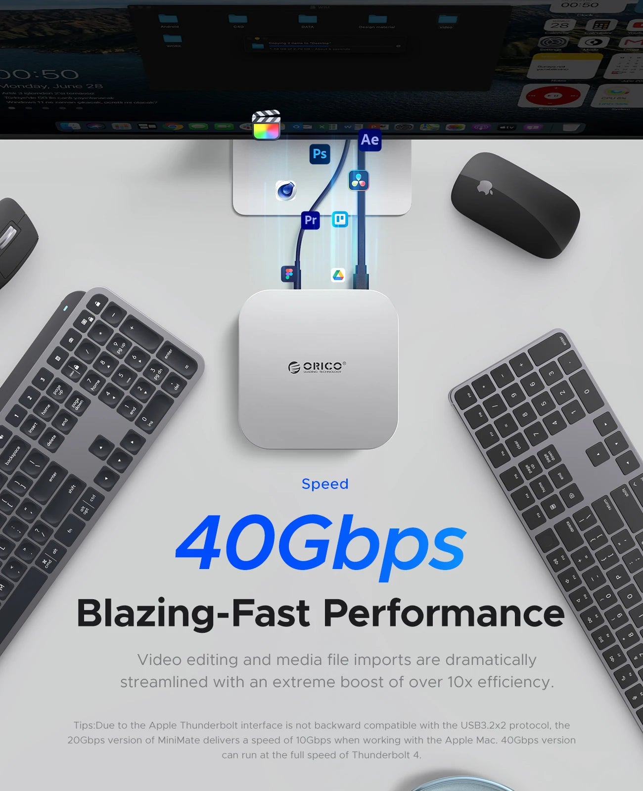 ORICO MiniMate External SSD Storage Expansion Dock – 40Gbps Desktop Hub
