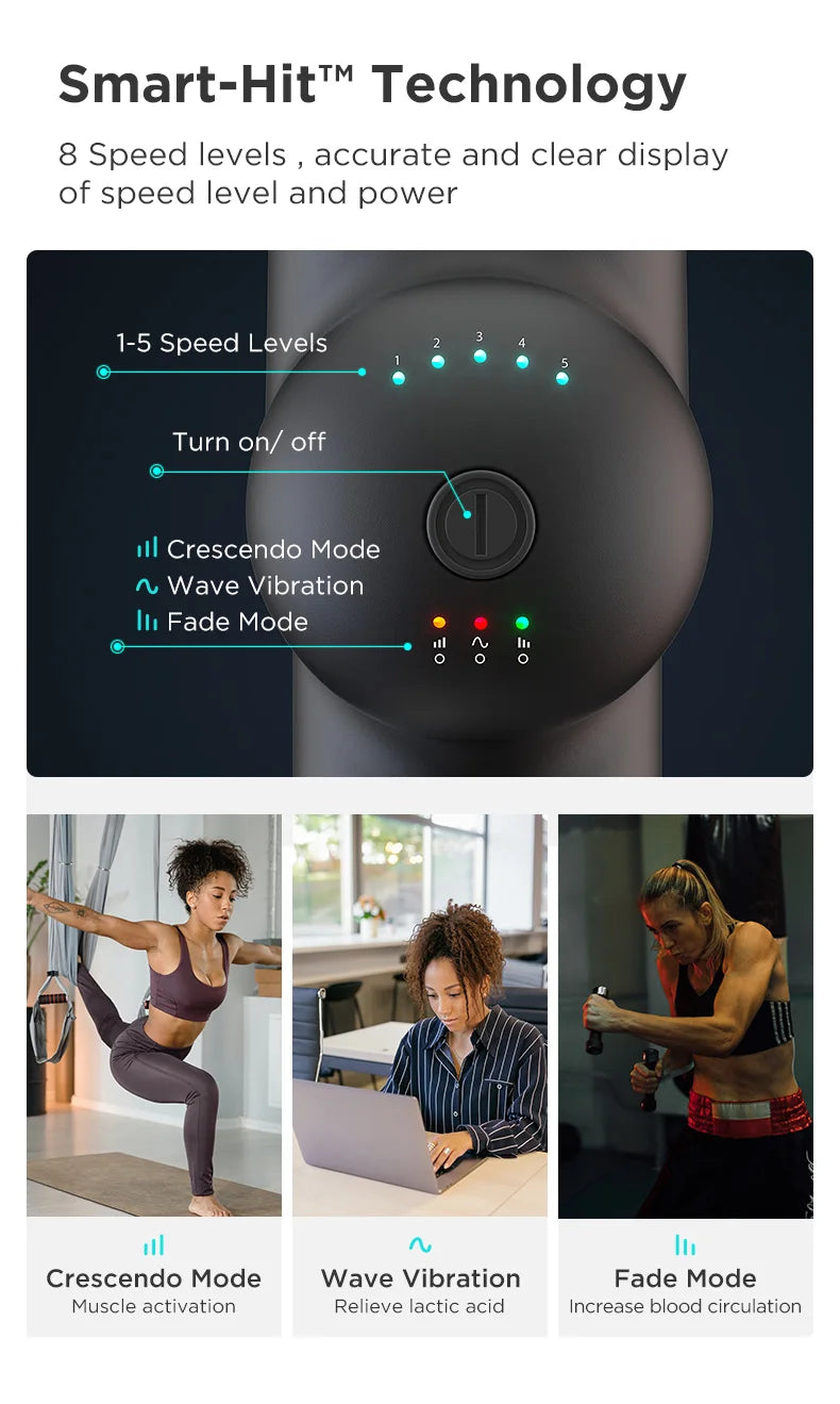 Booster Smart‑Hit Massage Gun – Electric Neck & Body Massager | Deep‑Tissue Fascia Gun