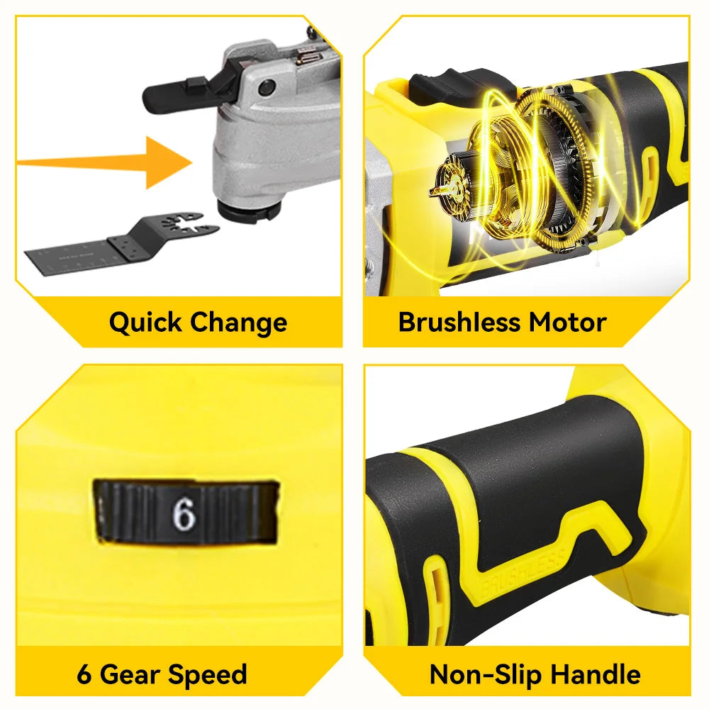 MELLWIN Brushless Oscillating Multi Function Tool Electric Saw Polisher woodworking Cutting Tool For Makita 18V Battery Pin - Limetastore