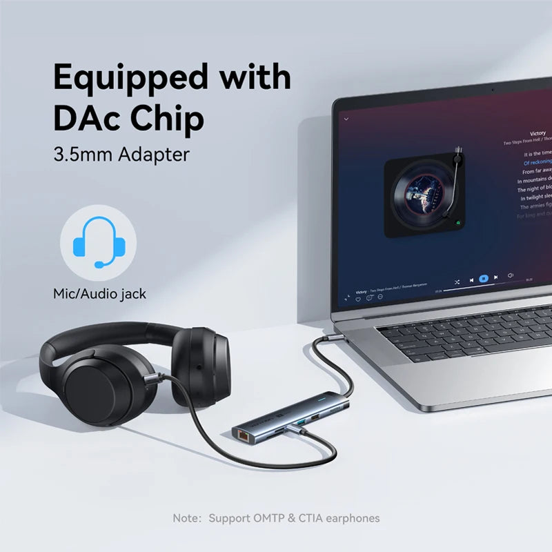 Vention USB‑C 9‑in‑1 Hub | HDMI 4K 60Hz, PD 100W, RJ45, USB 3.0 Docking Station
