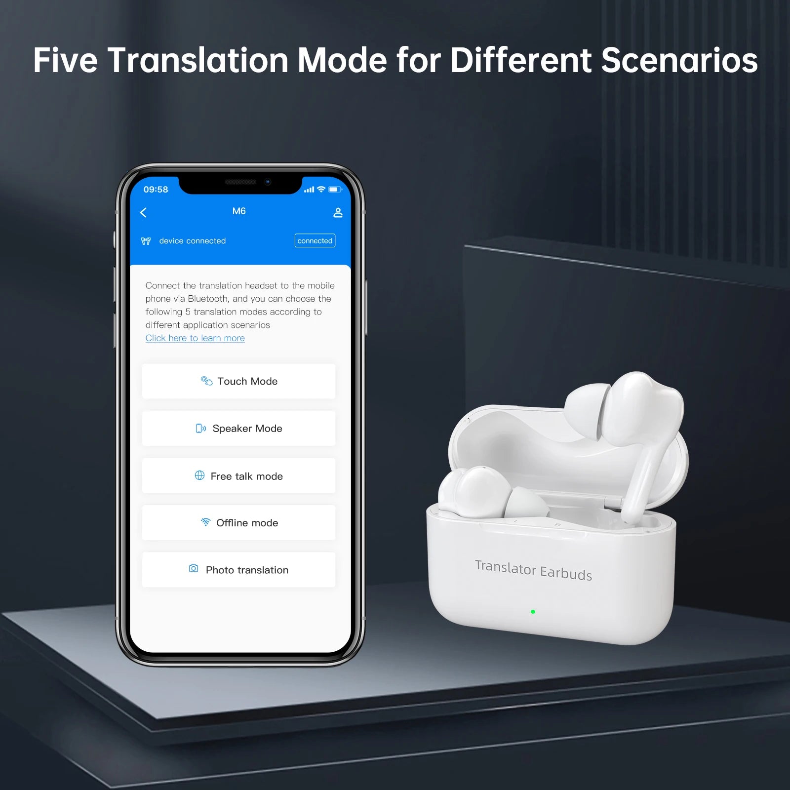 Wooask M6 Translator Earbuds 144 Languages 11 Offline Bi-directional