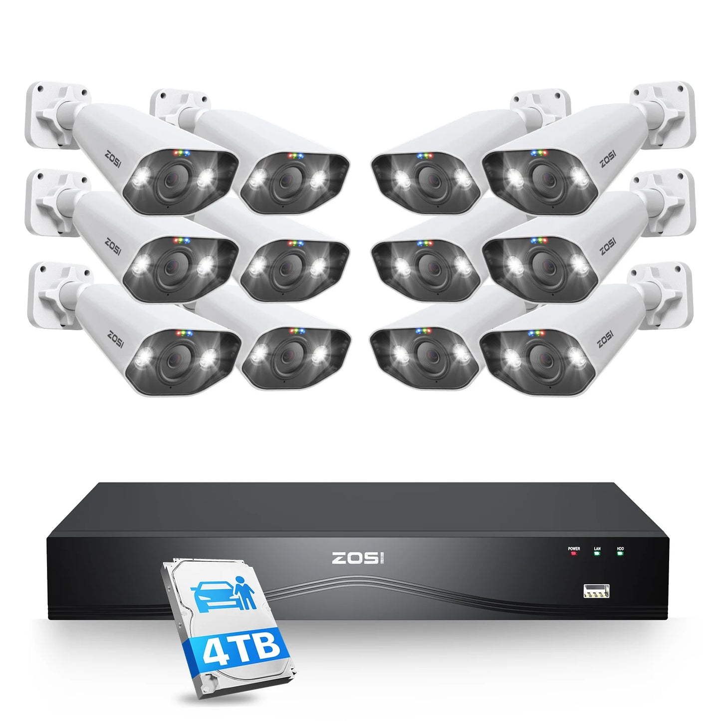 ZOSI 4K 32CH PoE Security Camera System – 8MP Ultra HD IP Cameras with AI Face