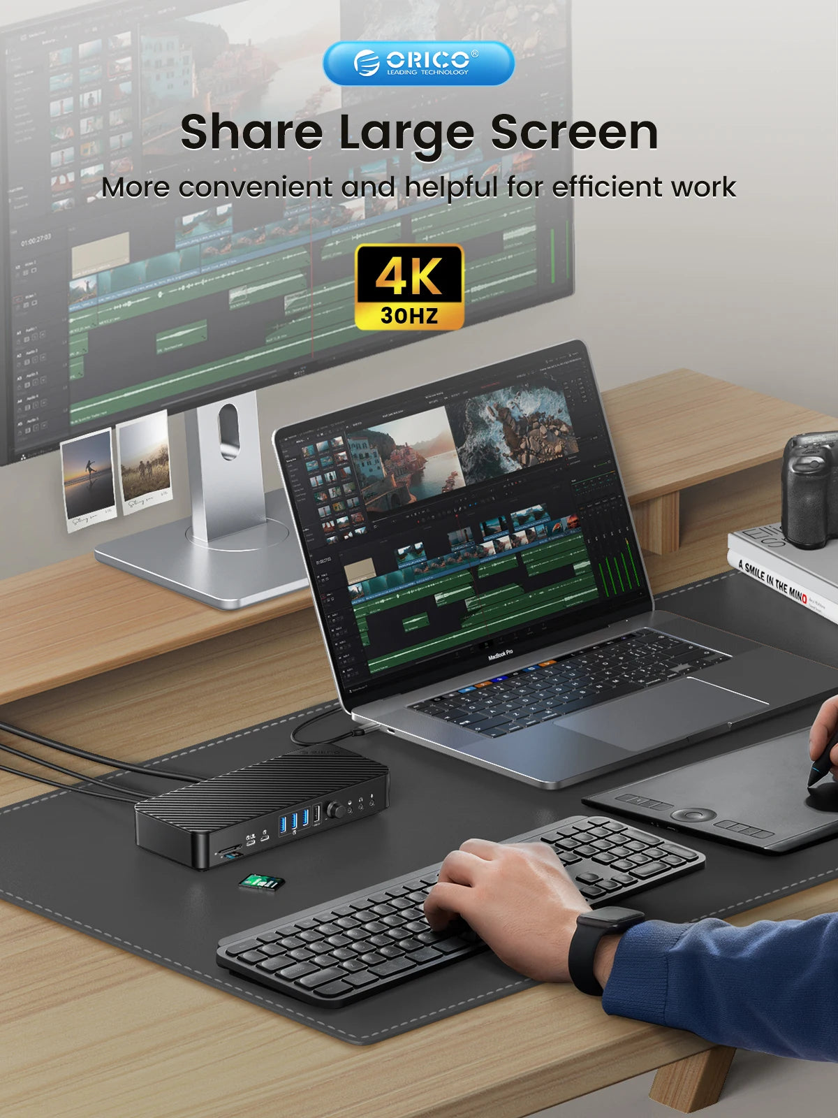 ORICO 19-v-1 USB-C namizna priklopna postaja s 4K HDMI, VGA, RJ45, PD polnjenjem