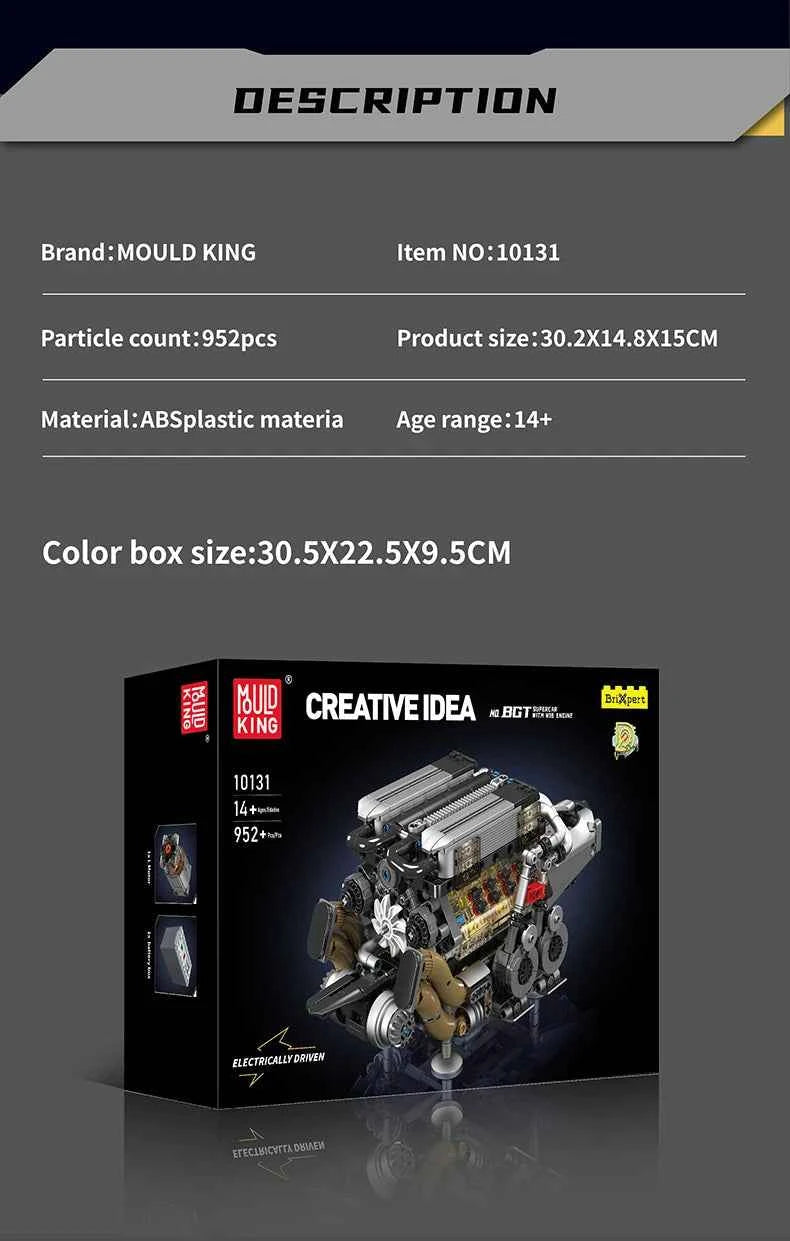 Mould King 10131 W16 Engine Building Block Set | BGT Supercar Part - Limetastore