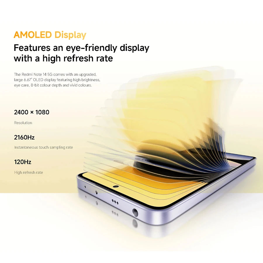 FR Warehouse Xiaomi Redmi Note 14 5G Smartphone Global Version NFC 108MP 8GB RAM 256GB ROM Camera MTK Dimensity 7025-Ultra 45W Turbo Charging - Limetastore