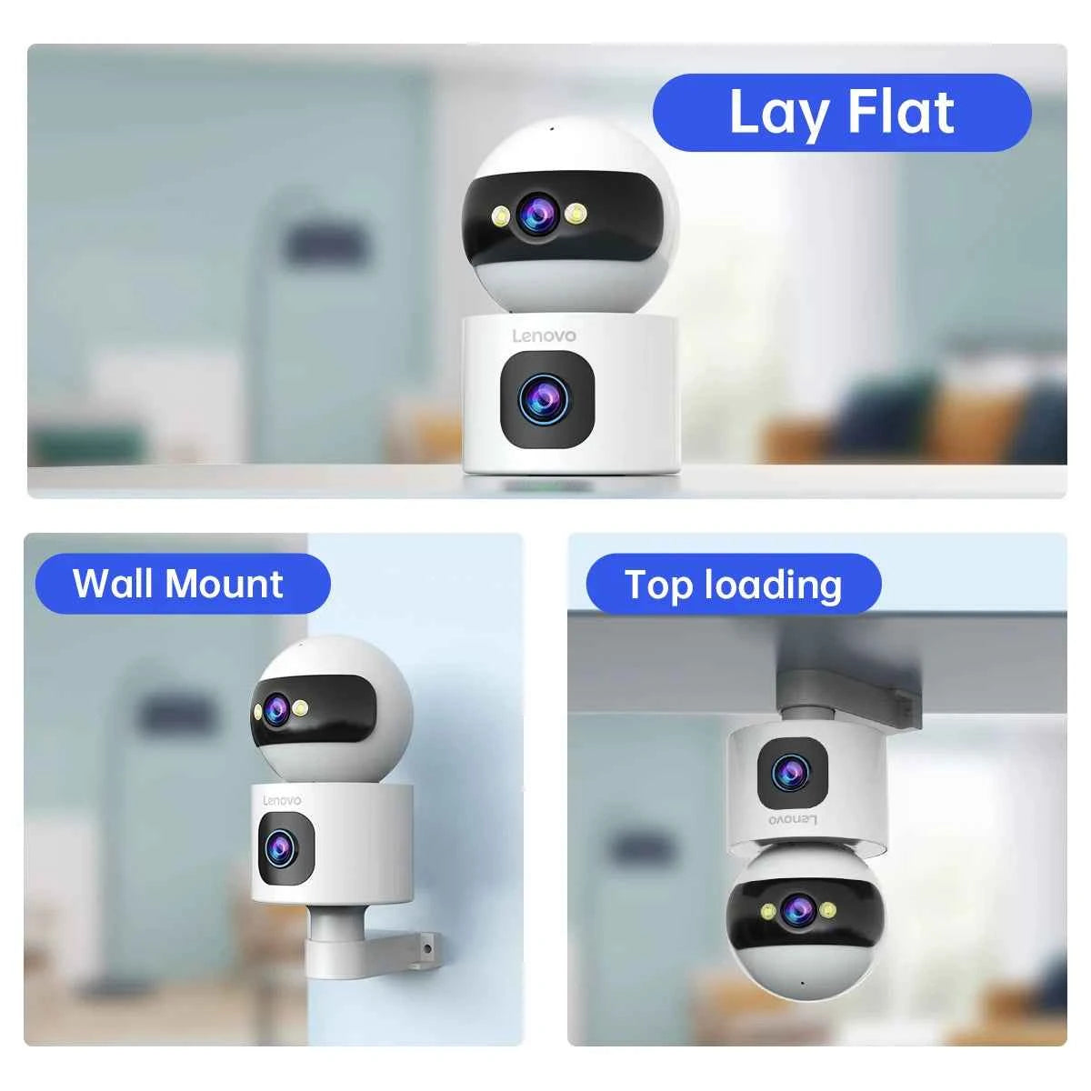 Lenovo 4K PTZ WiFi Camera Dual Lens Home Indoor CCTV Surveillance Camera Auto Tracking Security Protection Smart Baby Monitor - Limetastore