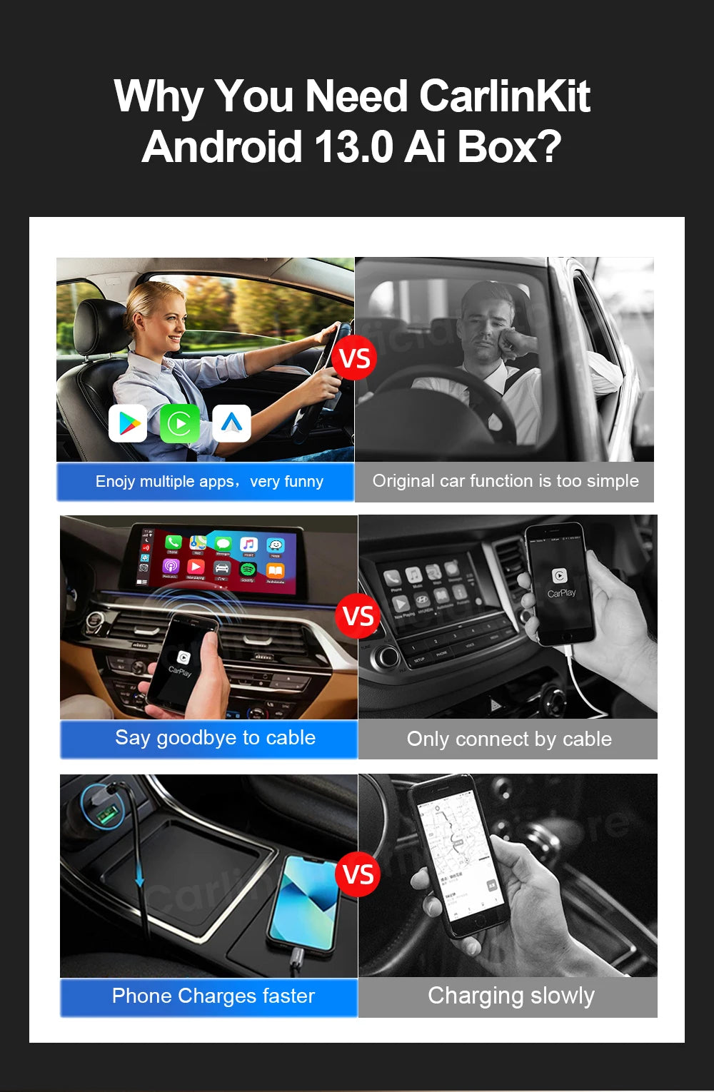 CarlinKit Android 13 8+128GB SIM Wireless CarPlay AI Box