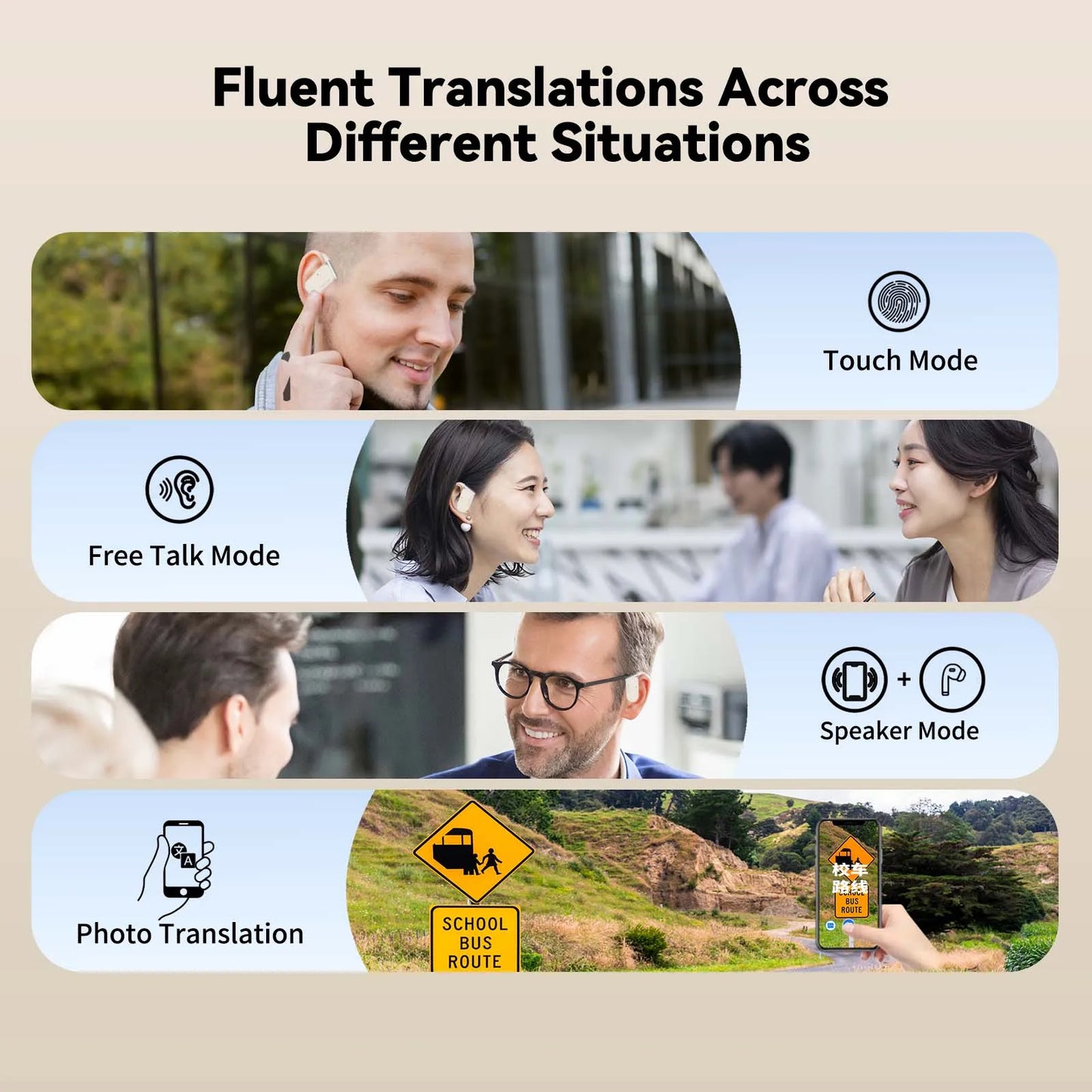 Wooask M9 Translator Earbuds 144 Languages 8 Offline Two-Way Real-Time
