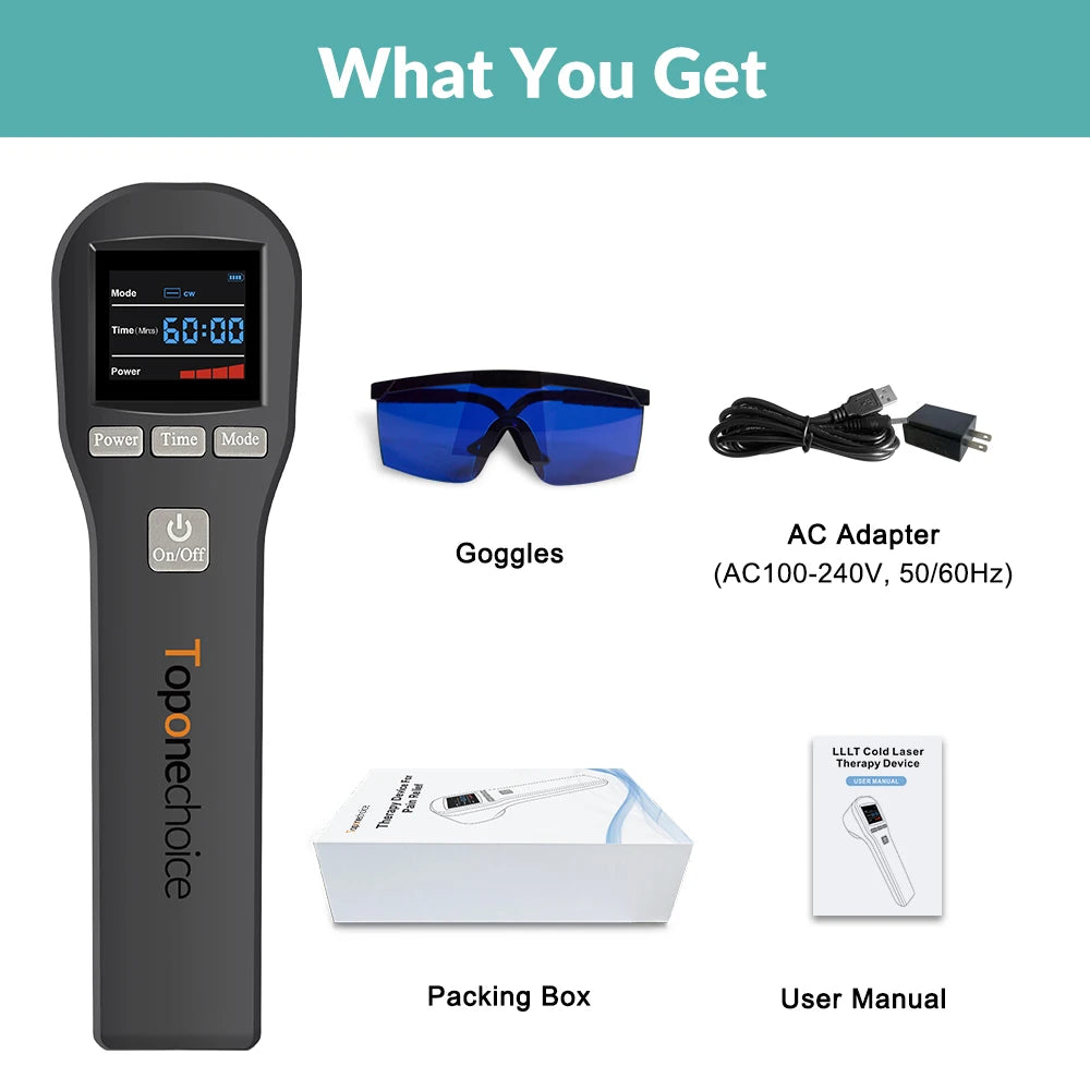 Toponechoice 880mW Professional Cold Laser Therapy Device – 650nm & 808nm