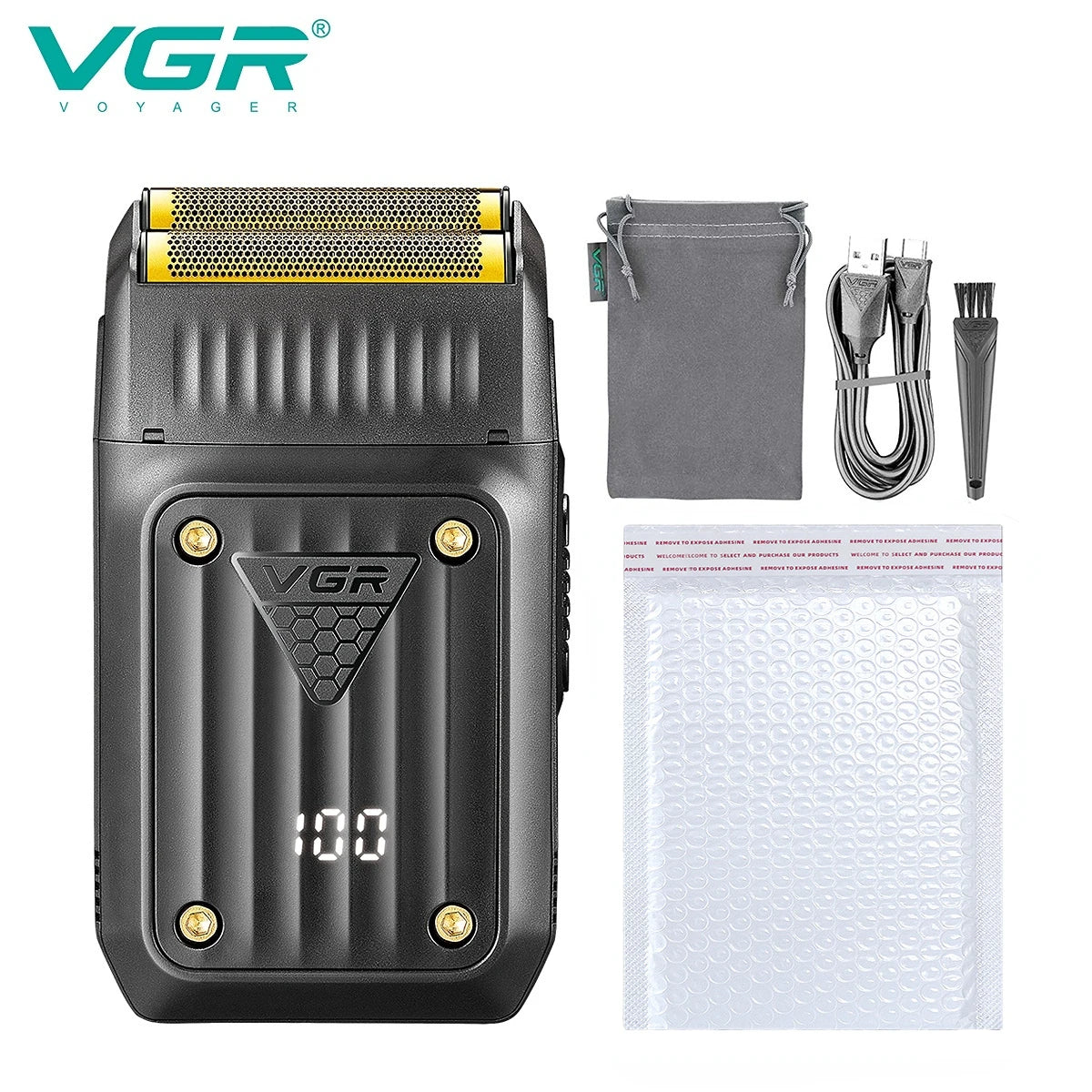 VGR Shaver Electric Razor Professional Beard Trimmer Rechargeable Razor Digital Display Razor Reciprocating Shaver for Man V-363