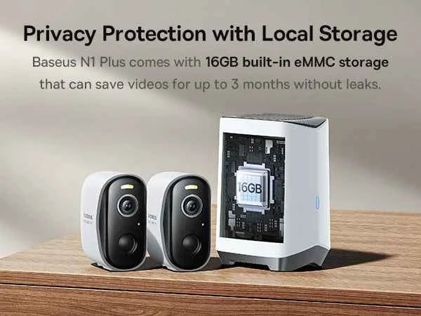 Baseus Security Protection N1 Plus 2K Outdoor Camera Wireless Home Camera Night Vision Color and Alarm 16TB Expandable 2-Cam Kit - Limetastore