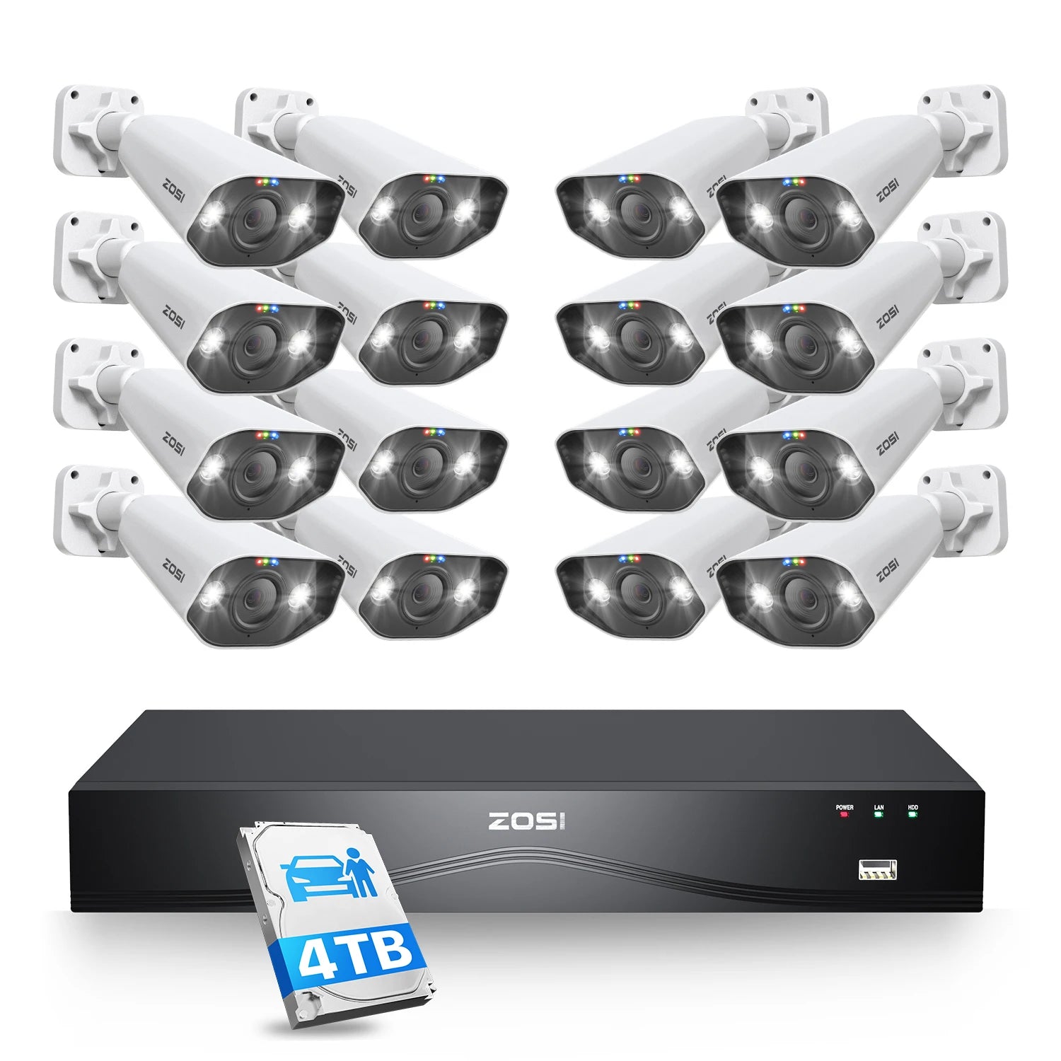 ZOSI 4K 32CH PoE Security Camera System – 8MP Ultra HD IP Cameras with AI Face