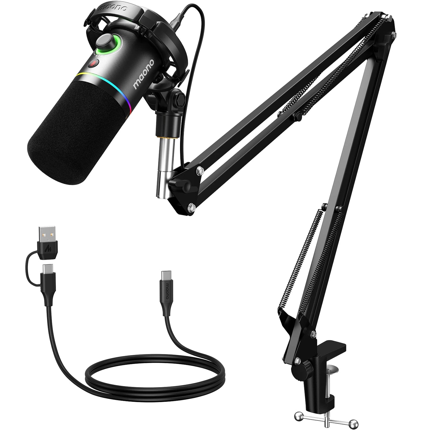Maono PD200XS – XLR/USB Dynamic Podcast Microphone | Dual‑Mode Studio Mic with Maonolink Software, Gain Knob & Noise Control for Recording & Streaming