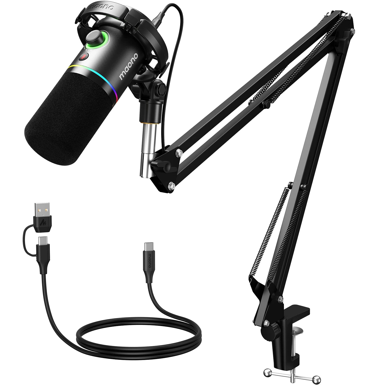 Maono PD200XS – XLR/USB Dynamic Podcast Microphone | Dual‑Mode Studio Mic with Maonolink Software, Gain Knob & Noise Control for Recording & Streaming