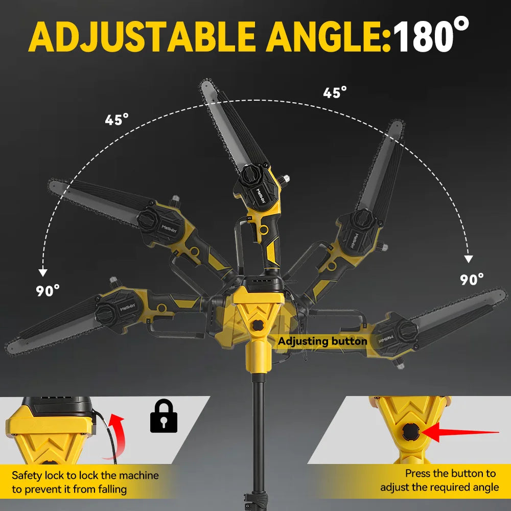 MELLWIN Brushless 4IN1 Telescoping Pole 8 Inch Chainsaw & 32MM Pruning Shears Set Garden Pruning Tool For Makita 18V Battery Pin - Limetastore