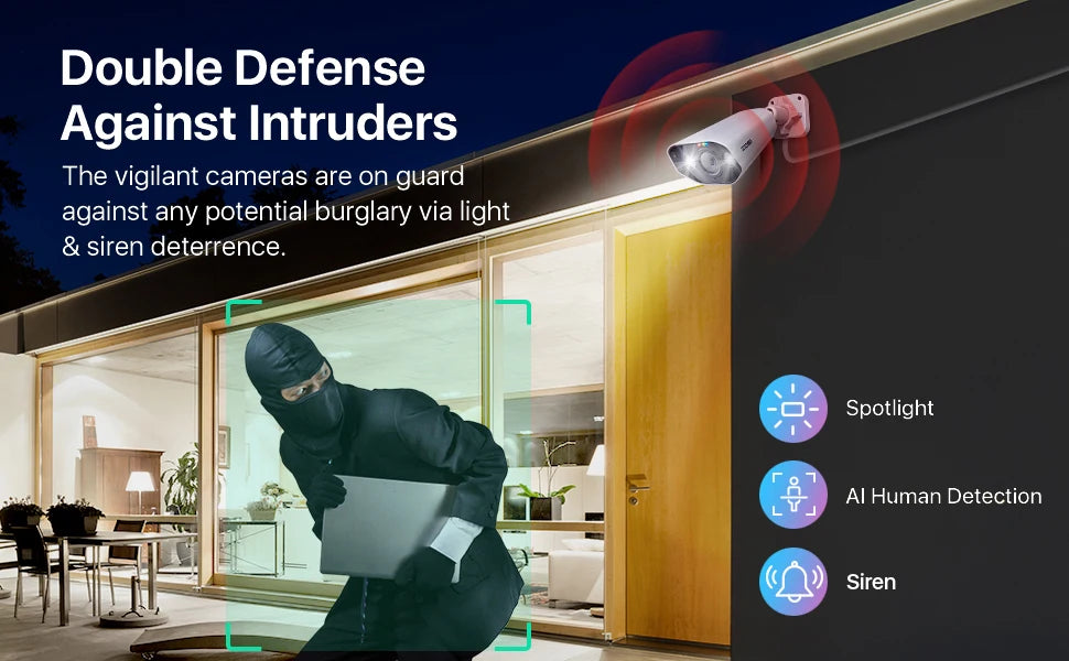 ZOSI 4K 8MP PoE Add‑On IP Camera – Ultra HD Security Cam with Two‑Way Audio, Full‑Color Night Vision