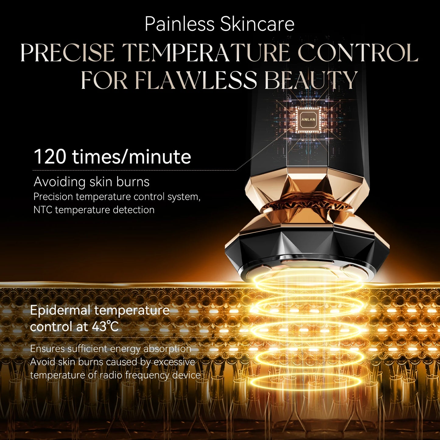 ANLAN RF Skincare Pro | 18K Gold, Hot/Cold, EMS Lifting Facial Device