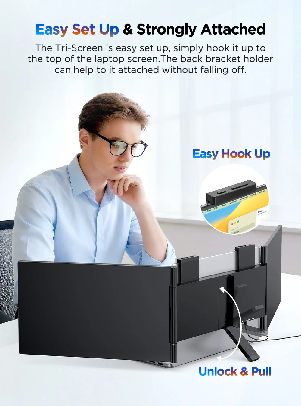 UPERFECT 14'' Wireless Portable Monitor Triple Laptop Screen Extender 1080 FHD Travel Display For 13.3"-17" Laptops PC Mac XBOX - Limetastore