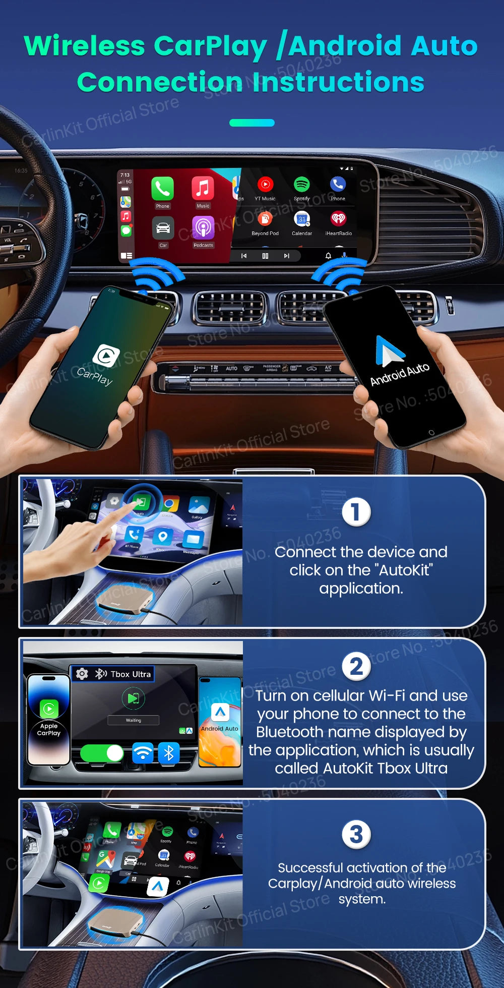 CarlinKit Tbox‑Ultra Android 15 8+128GB Wireless CarPlay AI Box