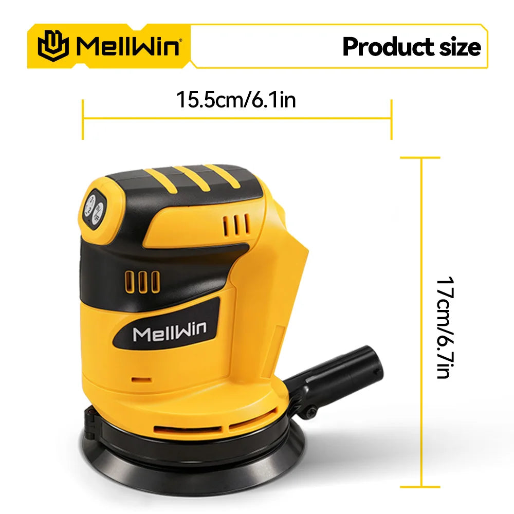 MELLWIN 125MM Electric Orbital Sander 3 Speeds Adjustable Cordless Grinding Sanding Polishing Machine For Makita 18V Battery Pin - Limetastore