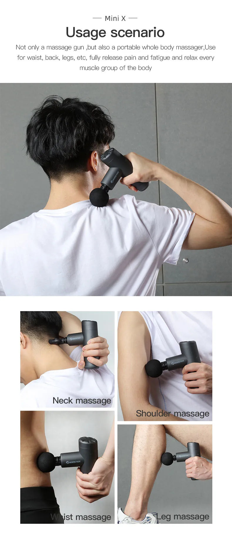 Booster Mini X – Portable Percussion Massage Gun | Deep Tissue Back & Neck Massager