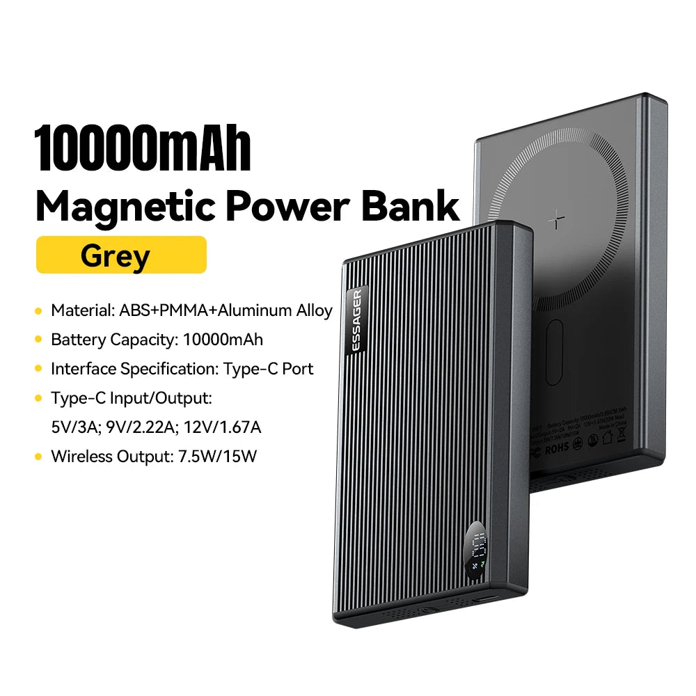 ESSAGER Thin Magnetic Power Bank 20W 10000mAh MagSafe