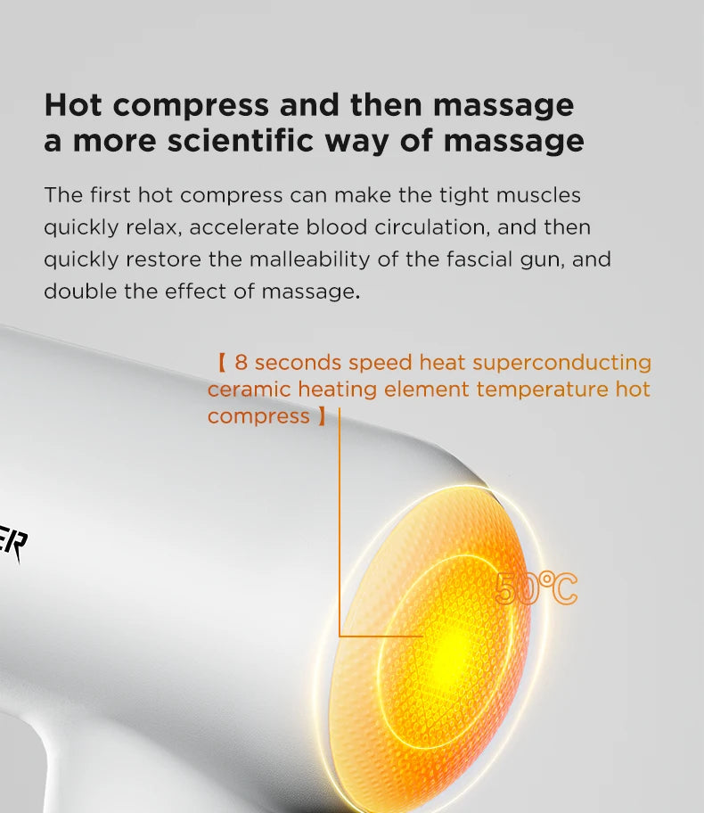 Booster V3 – Mini Electric Massage Gun | 6‑Speed Percussion Massager, Hot Compress, Portable Deep