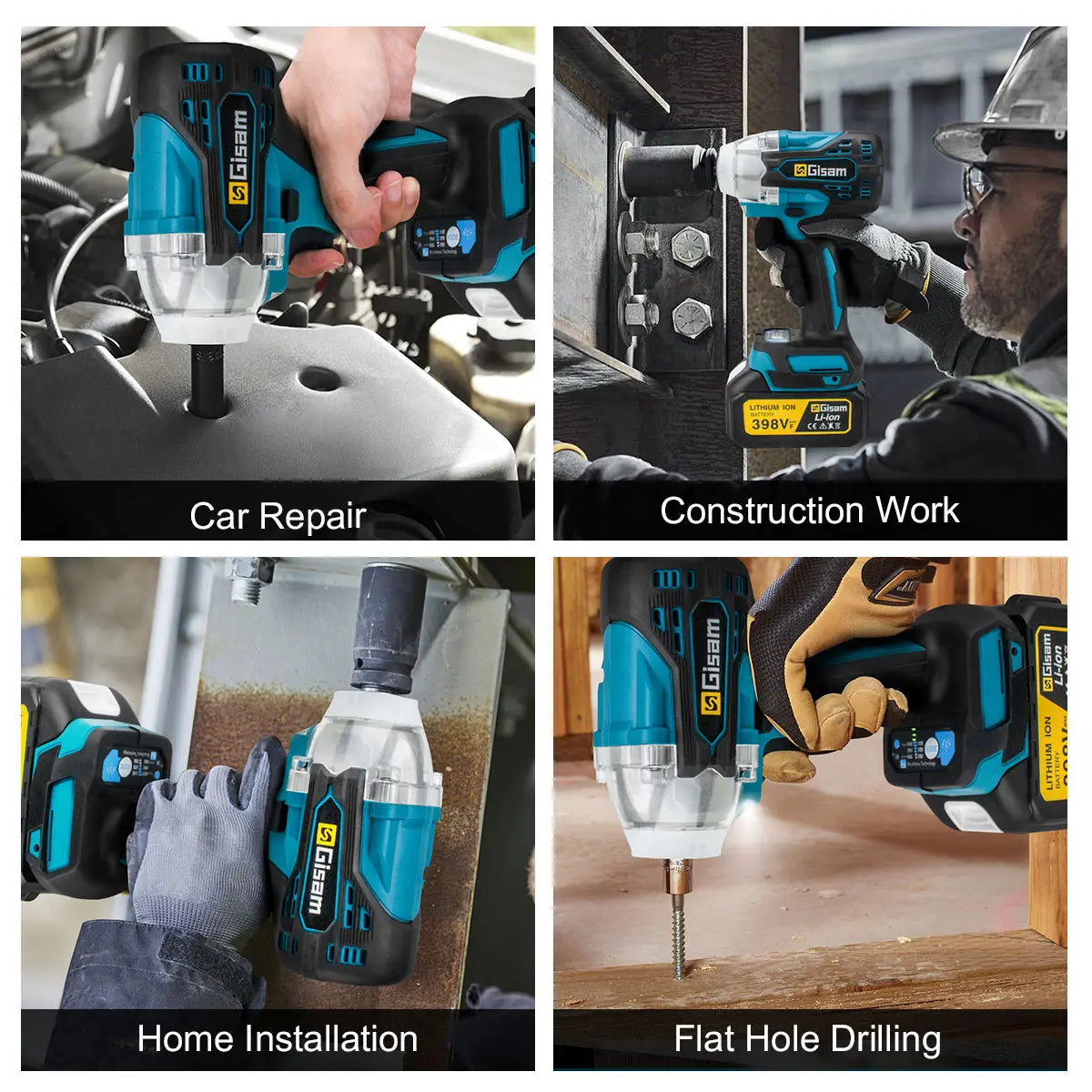 Gisam Brushless Power Tools Set for Makita 18V – Impact Wrench, Drill, Grinder, Hammer