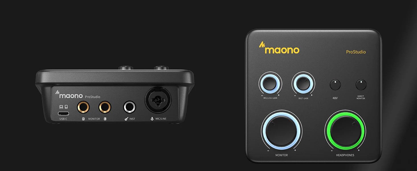Maono PS22 Lite – USB Audio Interface 24‑bit/192 kHz | XLR Input, Loopback, ASIO Support, DAW Compatible for Music, Guitar & Recording
