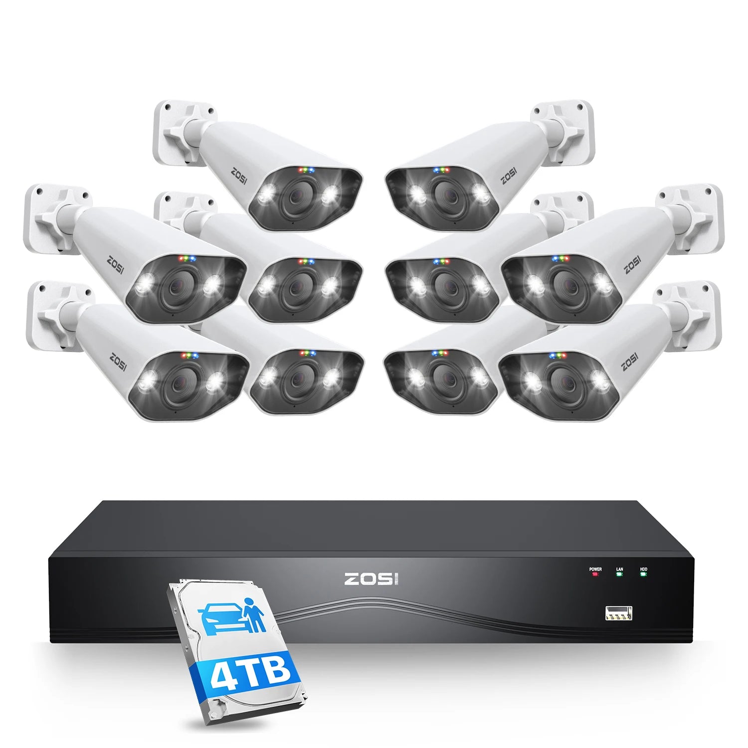 ZOSI 4K 32CH PoE Security Camera System – 8MP Ultra HD IP Cameras with AI Face