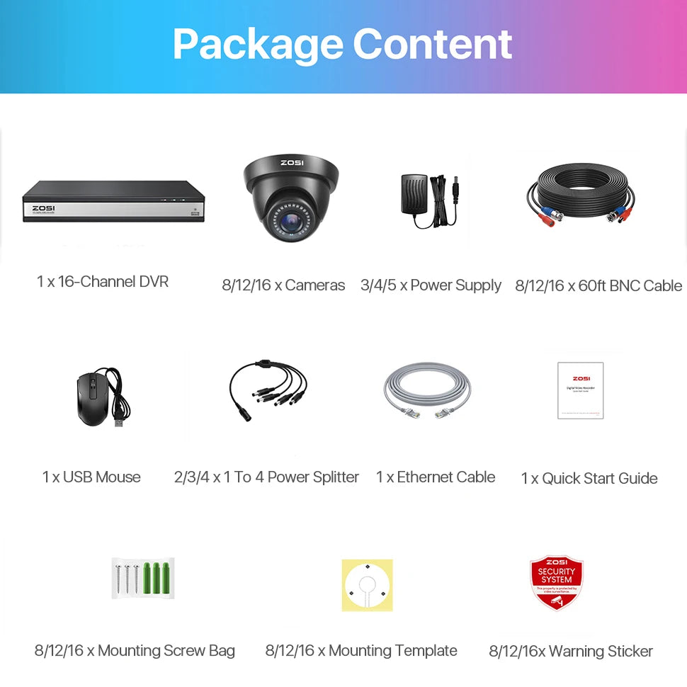 ZOSI 16CH 1080p Wired Security Camera System – H.265+ DVR with Human & Vehicle Detection