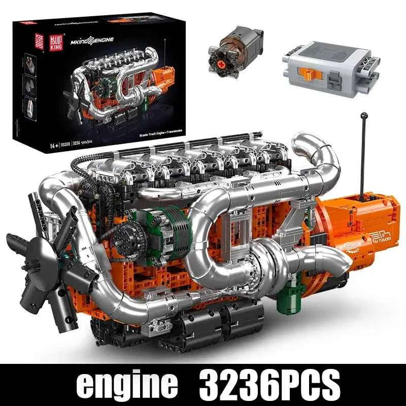 Mould King 10200 Motorized Heavy Truck Engine & Transmission Building Set - Limetastore