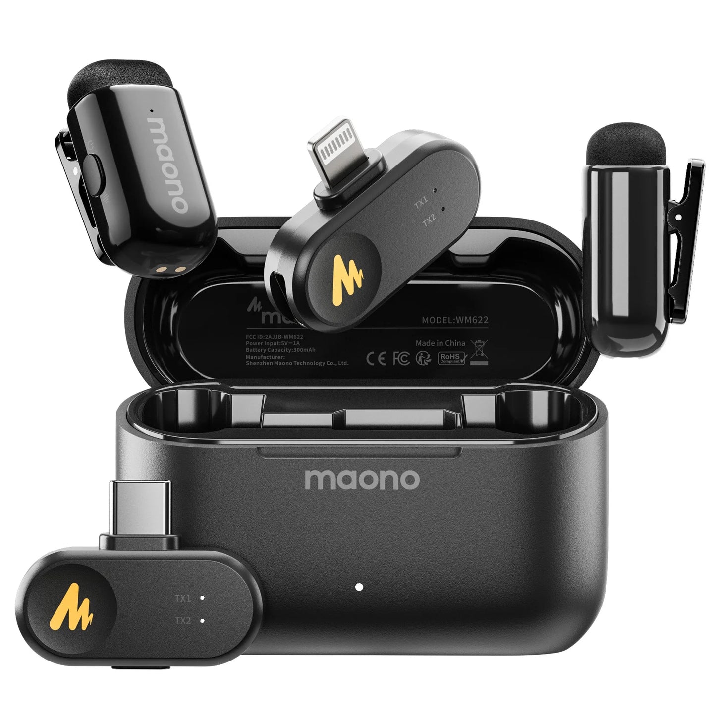 Maono T1 mini – Wireless AI Noise‑Cancelling Clip‑On Microphone | Auto‑Clipping & App Control for Professional Phone Video Recording