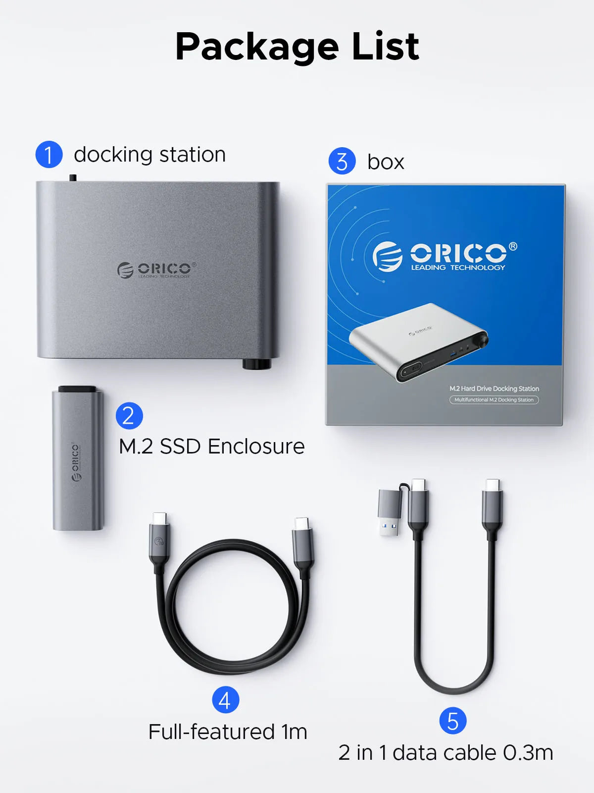 ORICO 10‑in‑1 USB‑C Docking Station with M.2 NVMe/SATA SSD Enclosure, 4K60Hz HDMI, PD100W