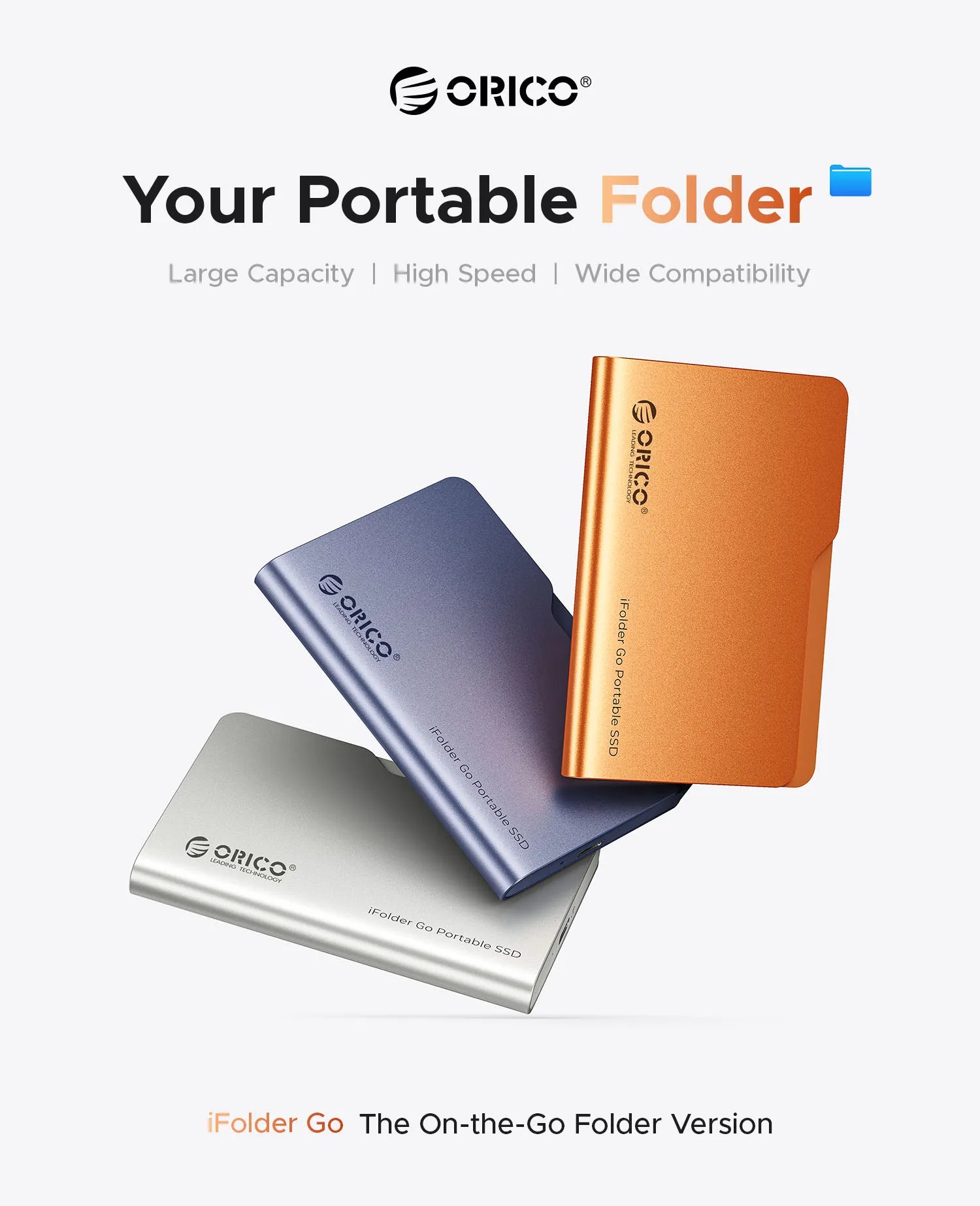 ORICO iFolder Go 1TB External SSD – USB 3.2 Gen1 Portable Solid State Drive for iPhone 16/15 Series
