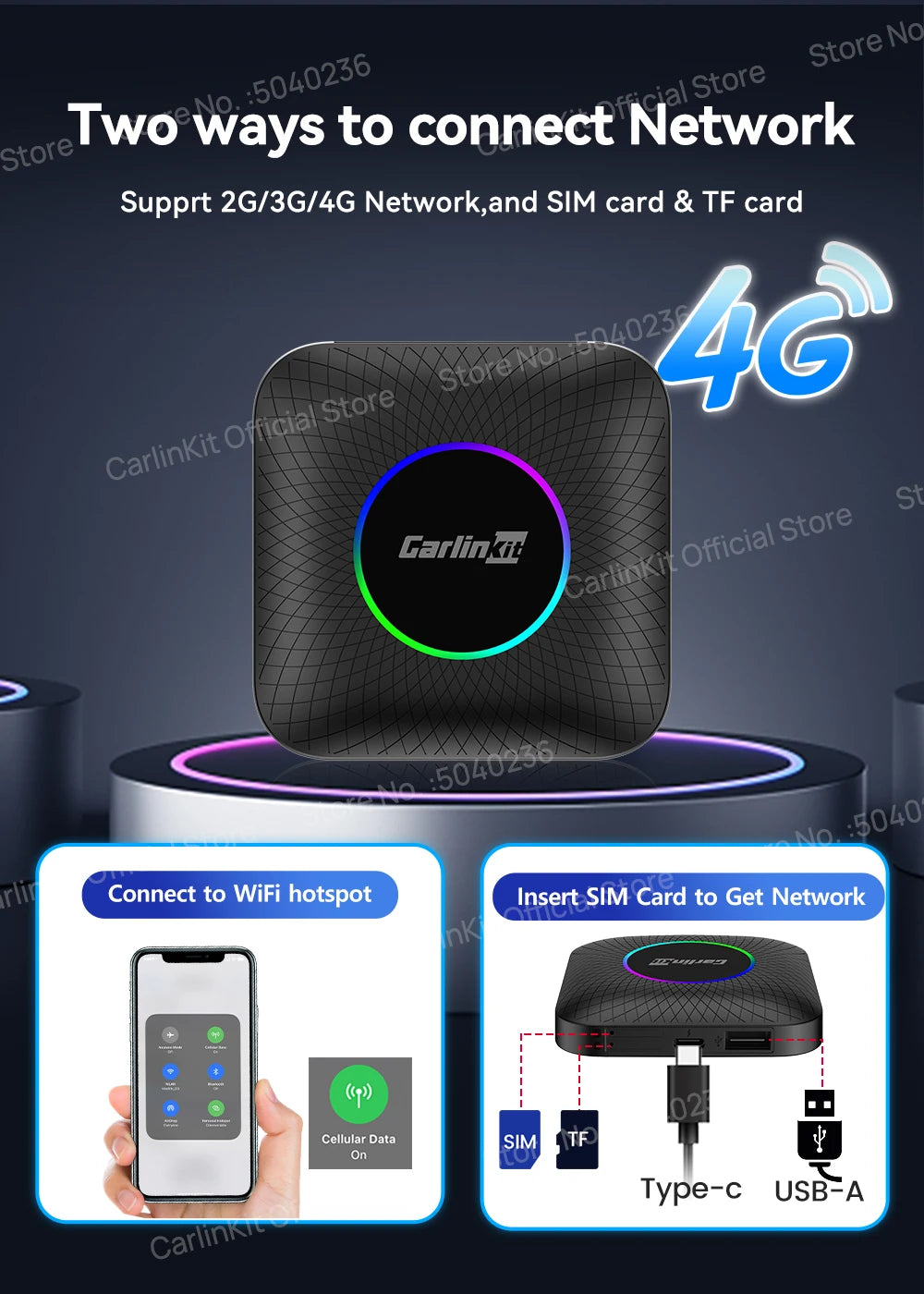 CarlinKit Android 13 SM6225 8‑Core Wireless CarPlay AI Box