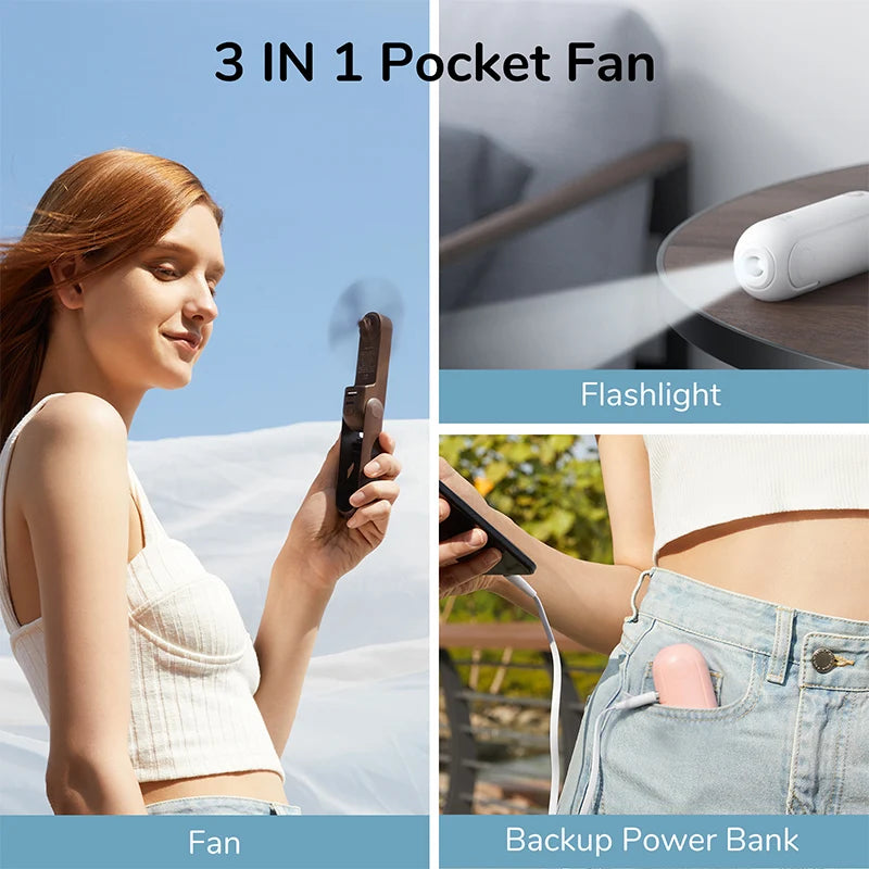 JISULIFE Portable Mini Handheld Fan – 4500mAh USB Rechargeable Silent Pocket Fan