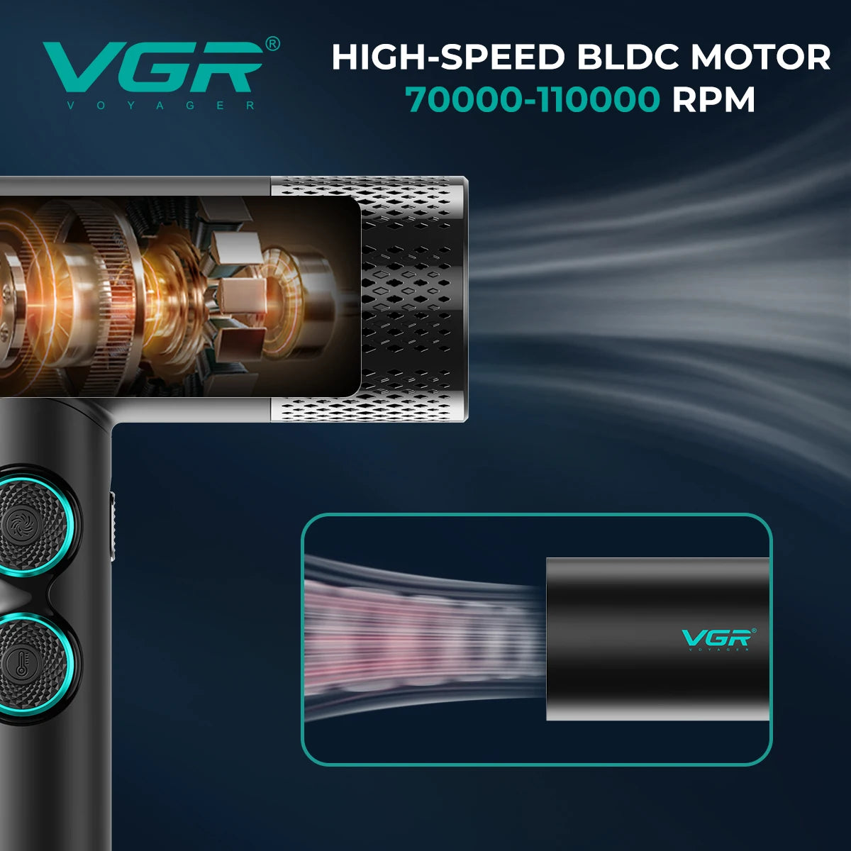 VGR Hair Cutting Machine Professional Trimmer Electric Hair Clipper Barber Shaver Hair Dryer Stepless Pro 4 in 1 Trimmer for Men