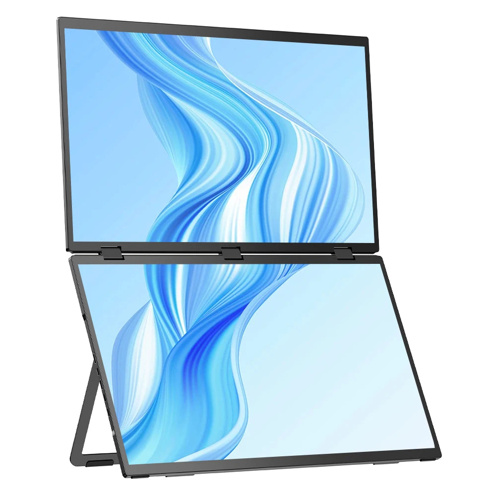 UPERFECT 100Hz Dual Screen Monitor 18.5" Laptop Folding Display w/ USB C Mini HDMI VESA Stand for Mac Phone Desktop - Limetastore