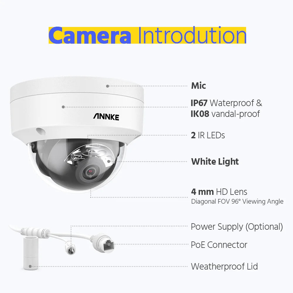 ANNKE 4K 8MP PoE CCTV System | 16CH H.265 NVR, 16× 8MP EXIR Cameras, 30m Night Vision