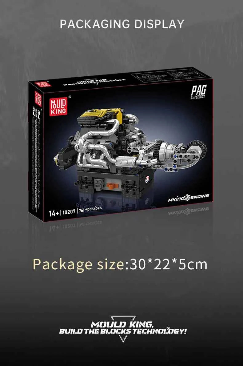 Mould King 10207 Motorized PAG Supercar V12 Engine Building Set - Limetastore