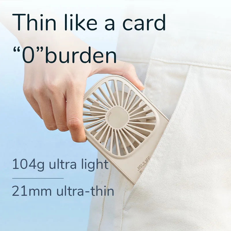 JISULIFE Mini Handheld Fan – Portable USB Rechargeable Small Desk Fan with Built-in Bracket